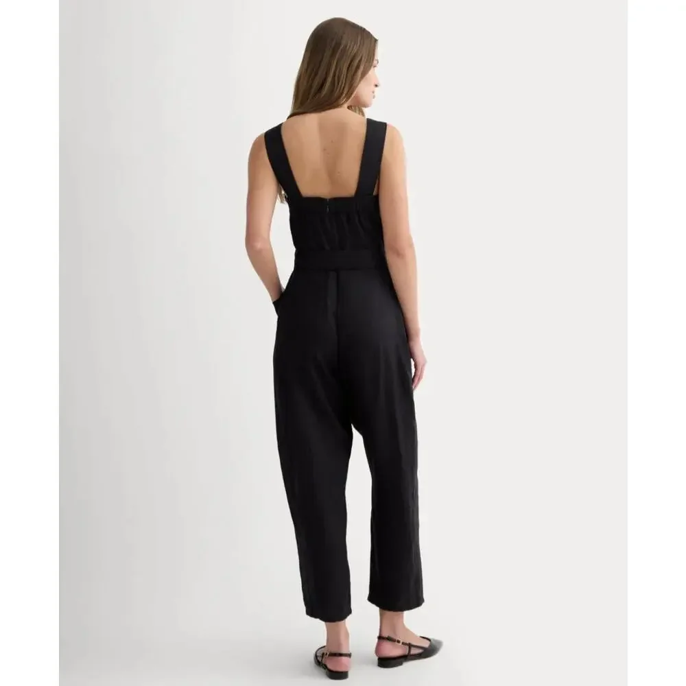 NEW Everlane The Utility Coverall Black Linen Jumpsuit Romper Plus 16